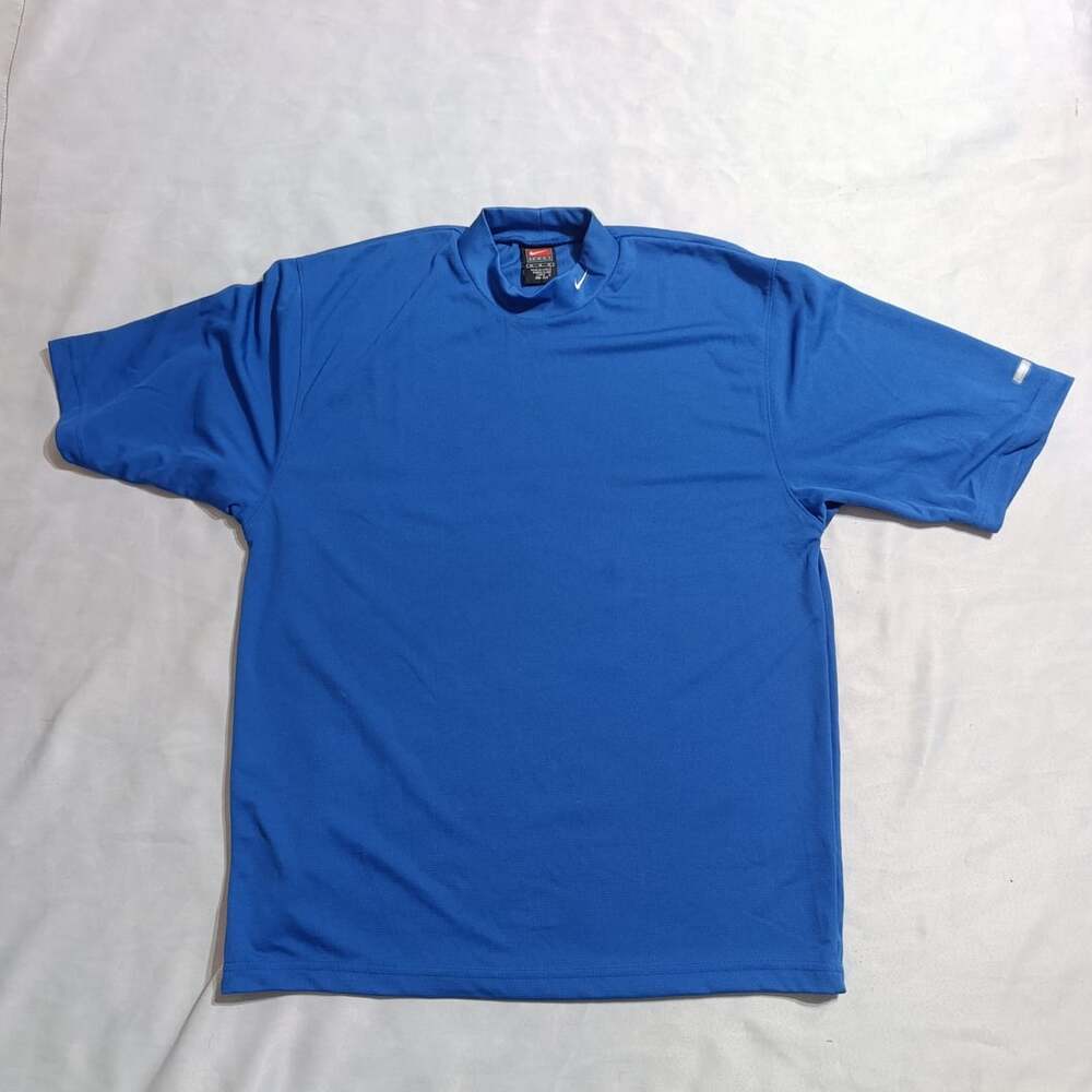 Nike Team Mock Neck T-Shirt Size M Blue Dri-Fit Short Sleeve